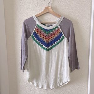 Free People XS Crocheted Knit Shirt